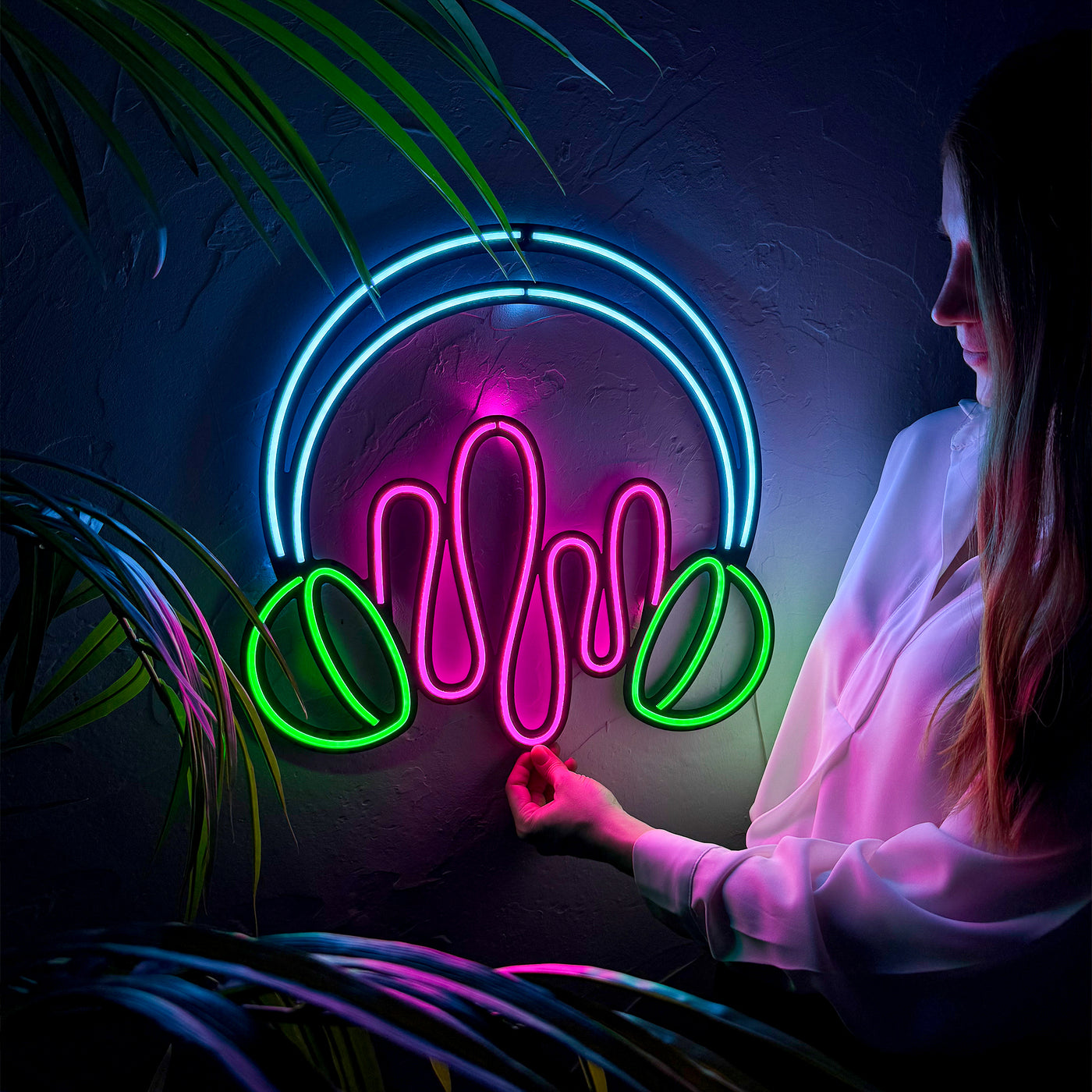 Headphone Neon Wall Art