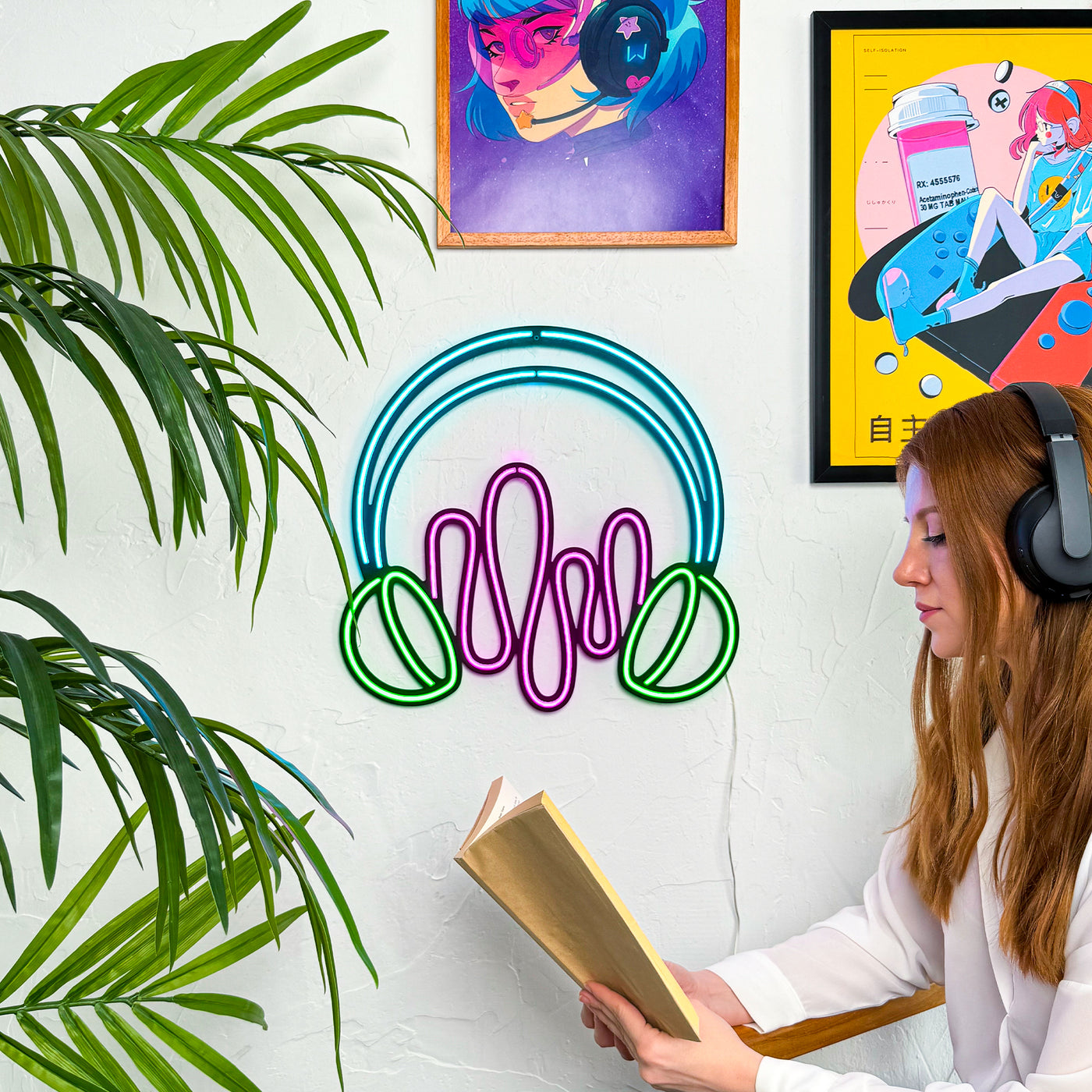 Headphone Neon Wall Art