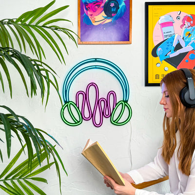 Headphone Neon Wall Art