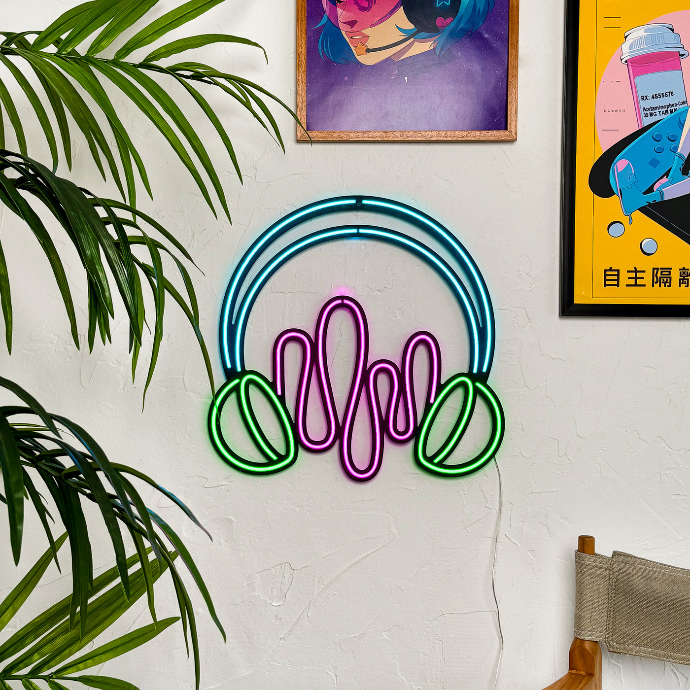 Headphone Neon Wall Art