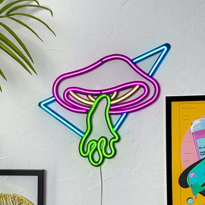 Flying Mushroom Neon Wall Art