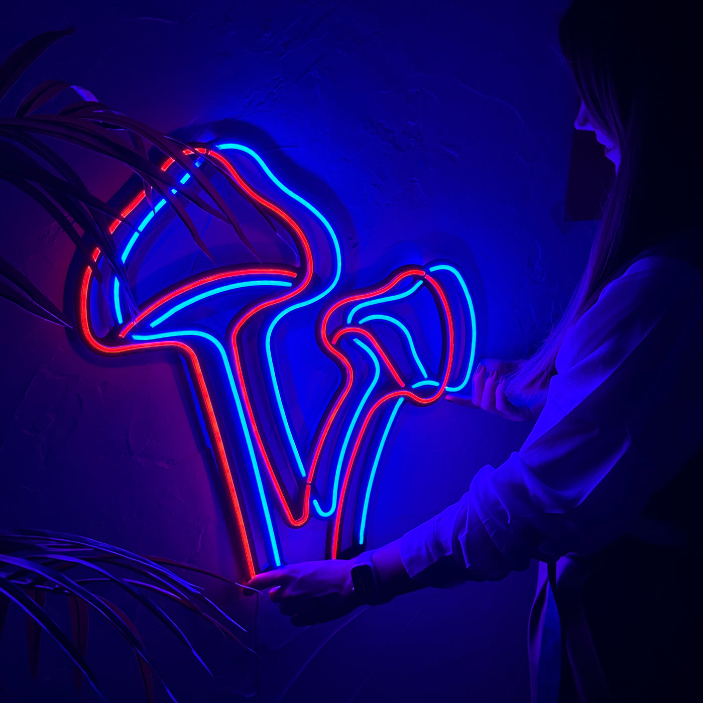 Mushrooms Neon Wall Art
