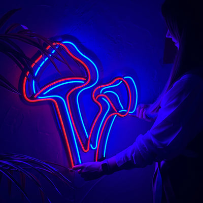Mushrooms Neon Wall Art