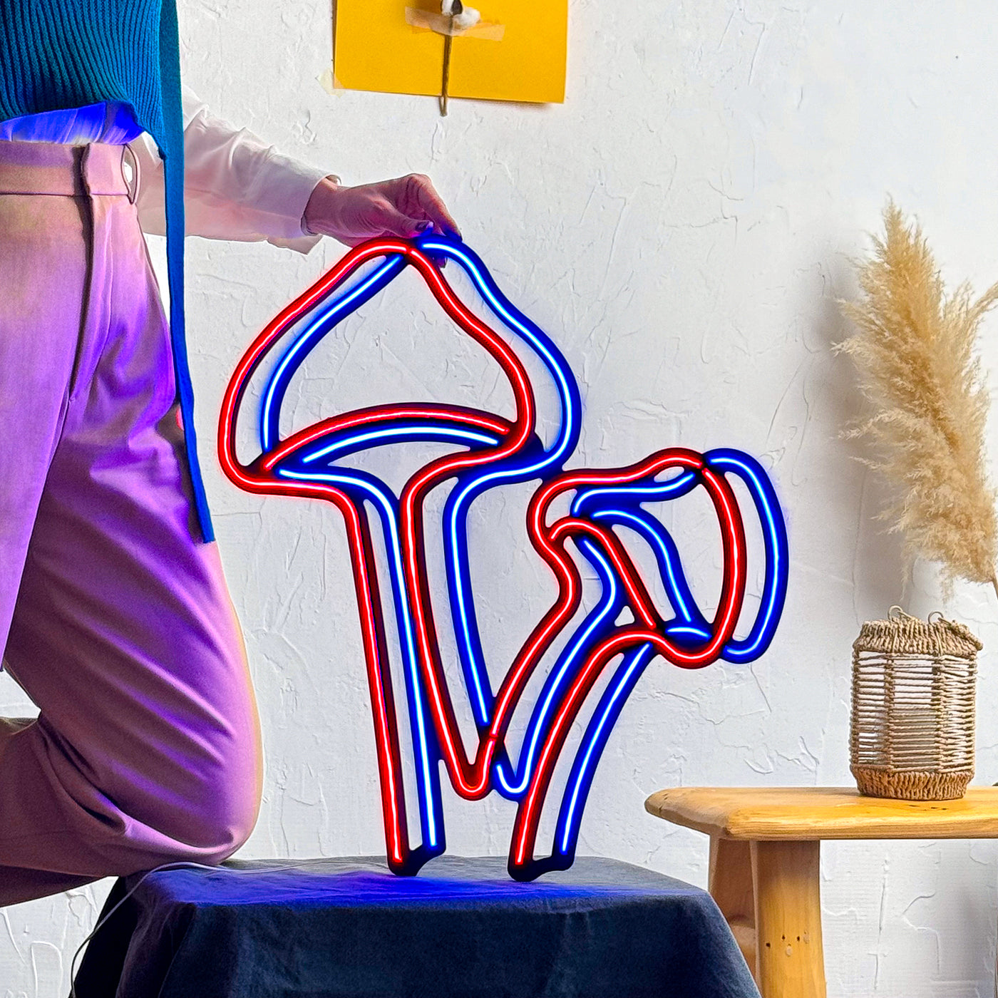 Mushrooms Neon Wall Art