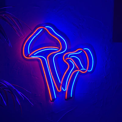 Mushrooms Neon Wall Art