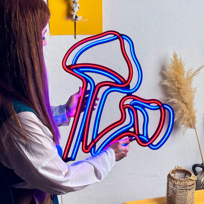 Mushrooms Neon Wall Art