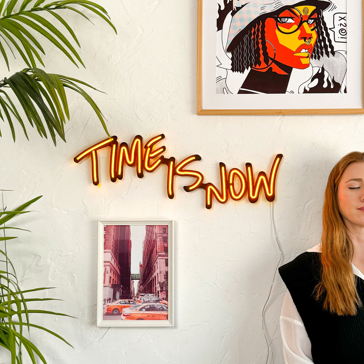 Time Is Now Neon Wall Art
