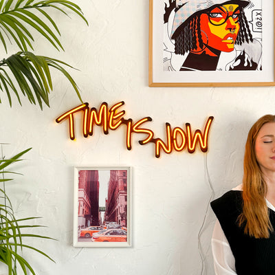Time Is Now Neon Wall Art