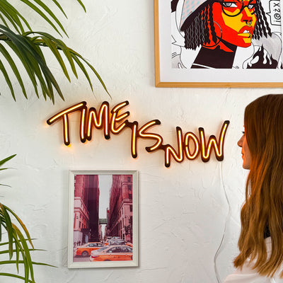 Time Is Now Neon Wall Art
