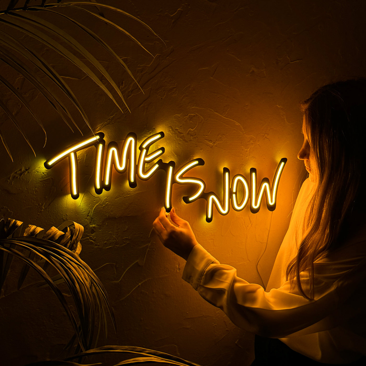 Time Is Now Neon Wall Art
