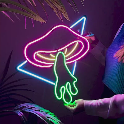Flying Mushroom Neon Wall Art