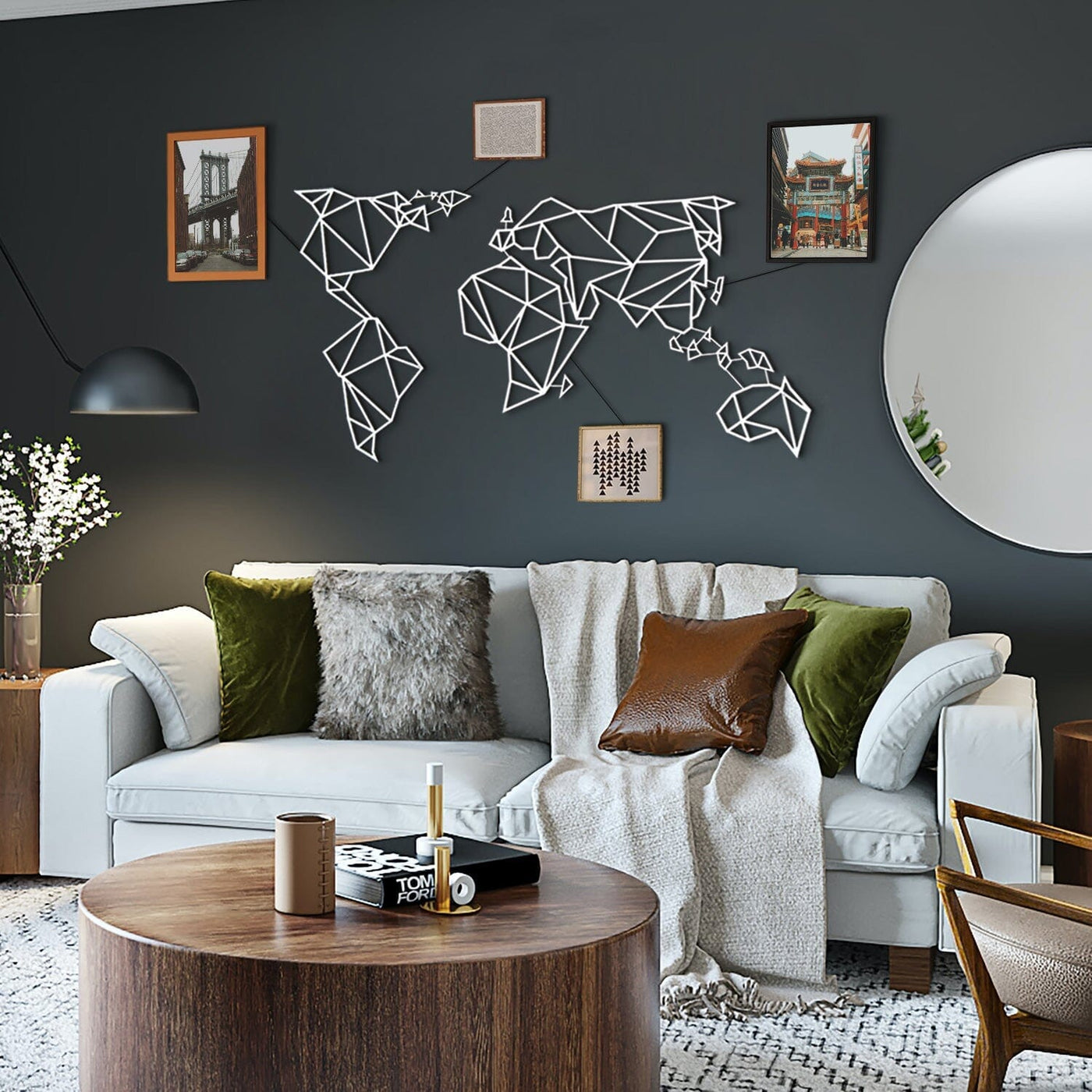 World Map Metal Wall Art Hoagard 23.6"H x 39.3"W White 
