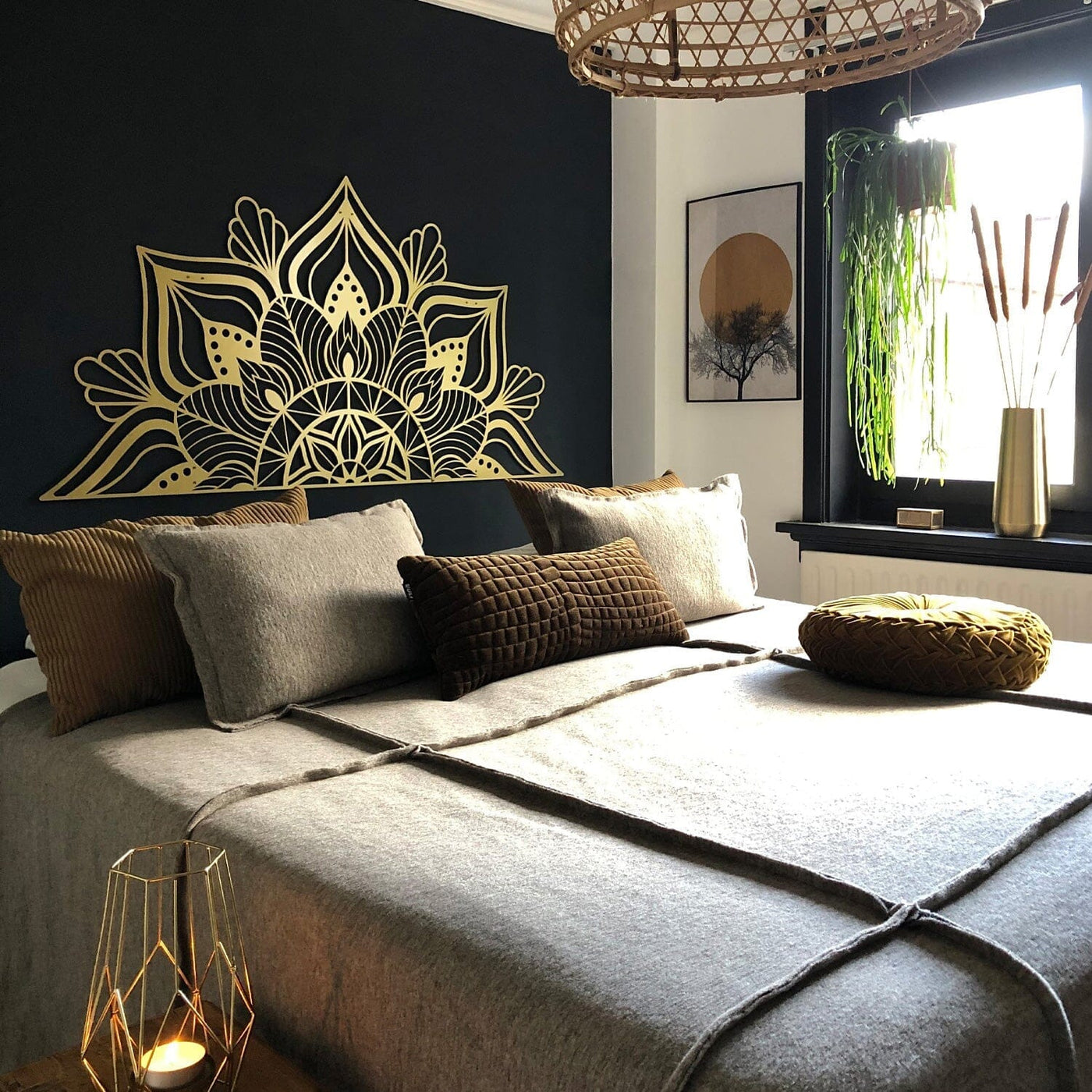 Sutra Black Metal Wall Art Hoagard 77cm x 153cm (30.3" x 60.2") Gold 