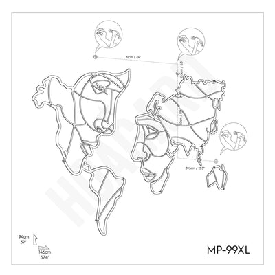 Faces of World Map , Metal Wall Art , Hoagard.com