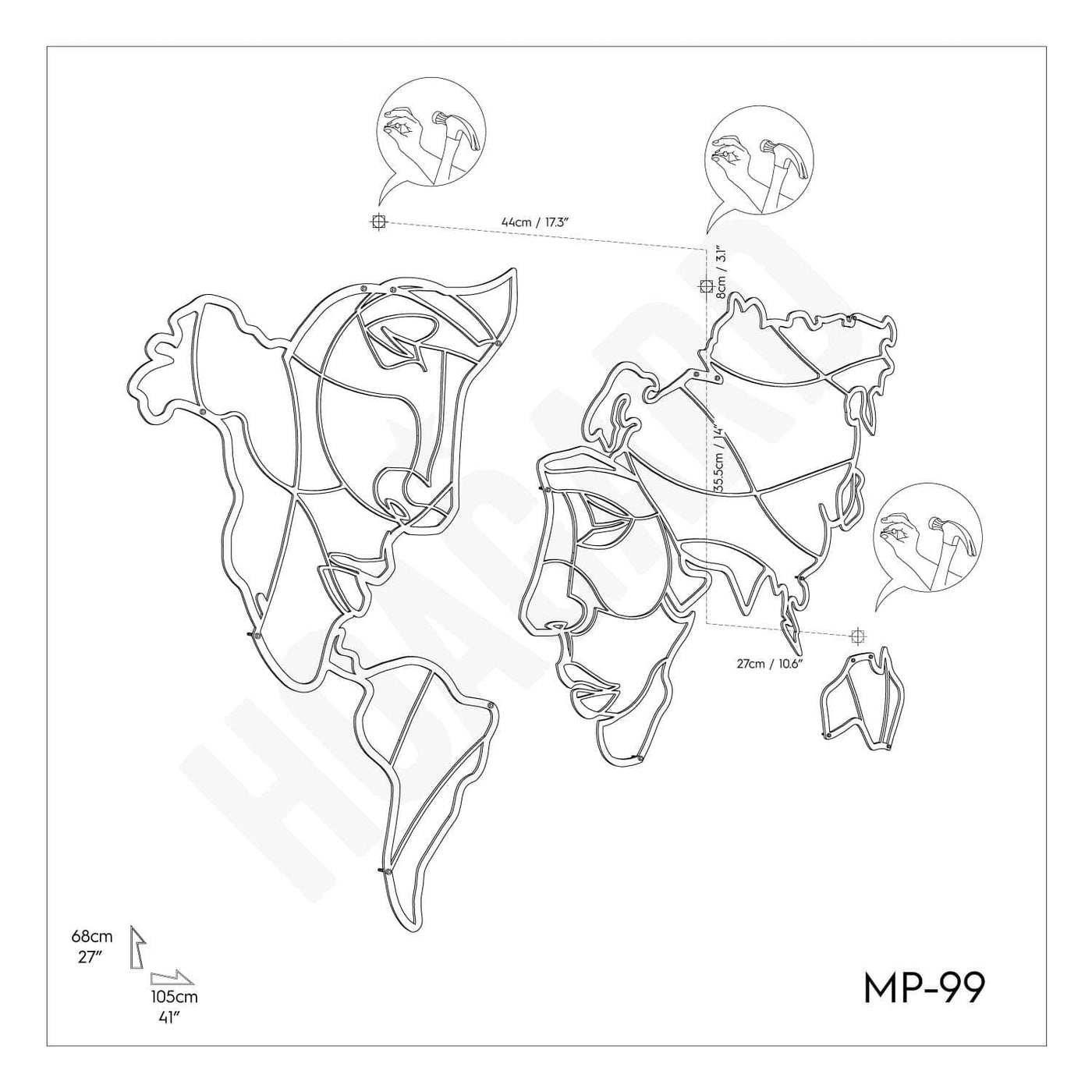 Faces of World Map , Metal Wall Art , Hoagard.com