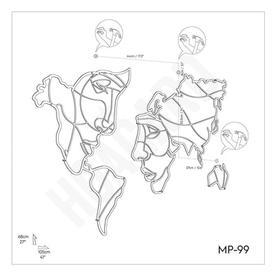 Faces of World Map , Metal Wall Art , Hoagard.com